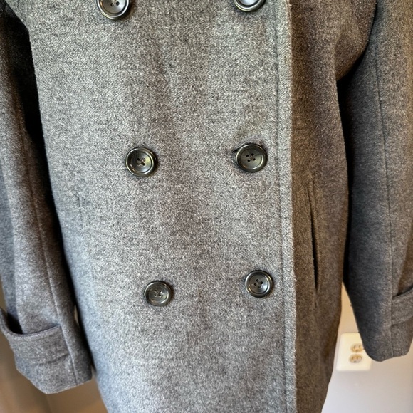 LANDS END Heather Gray Wool Blend Double Breasted Mid Length Peacoat Size 14 - Picture 6 of 11